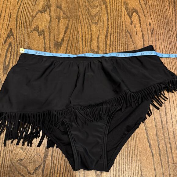 Swimsuits for all Womens Black Skirted Fringe Brief Bikini Swim Bottom Size 18 - Picture 6 of 6